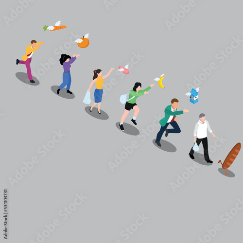 High inflation - increase in price of goods and services isometric 3d vector illustration concept for banner, website, illustration, landing page, flyer, etc.
