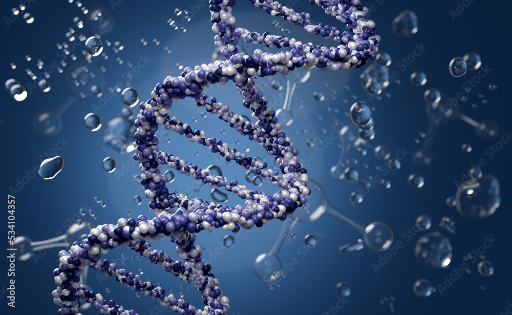 3d Dna structure or blue helix chromosome, technology science background. 3d render illustration 3d Dna structure or blue helix chromosome, technology science background. 3d render illustration
