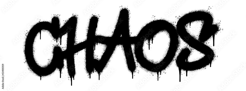 Spray Painted Graffiti Chaos Word Sprayed isolated with a white background. graffiti font Chaos with over spray in black over white. Vector illustration.