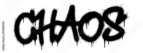 Spray Painted Graffiti Chaos Word Sprayed isolated with a white background. graffiti font Chaos with over spray in black over white. Vector illustration.
