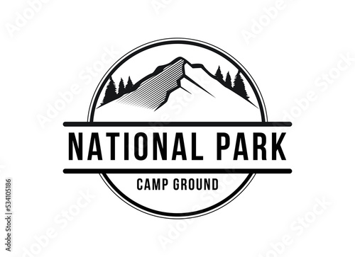 Rustic Retro Vintage Woodland, Evergreen, Pines, Spruce, Cedar trees logo design