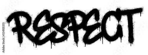 Spray Painted Graffiti Respect Word Sprayed isolated with a white background. graffiti font Respect with over spray in black over white. Vector illustration. photo