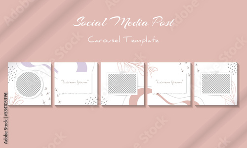 Social media carousel feed post template with abstract background