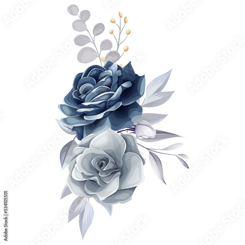 beautiful navy and gray floral bouquet