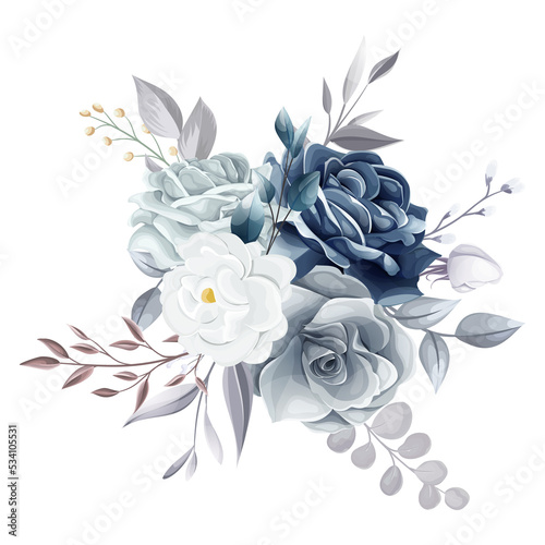 beautiful navy and gray floral bouquet