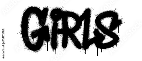 Spray Painted Graffiti Girls Word Sprayed isolated with a white background. graffiti font Girls with over spray in black over white. Vector illustration.