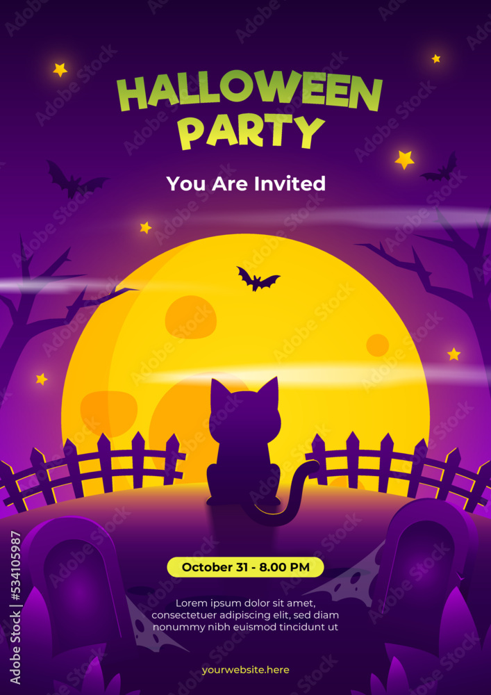 Halloween Party Poster Template Gradient Background