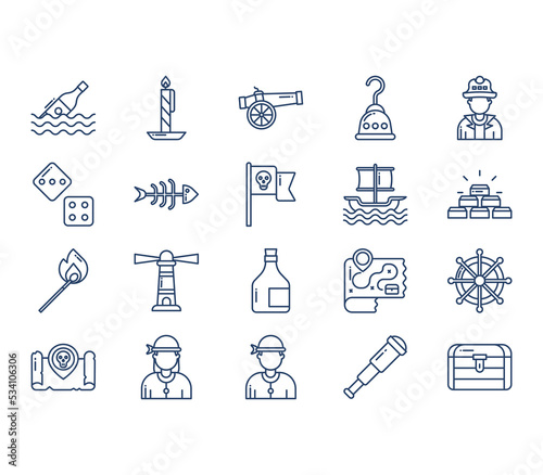 Pirates and weapons icon set