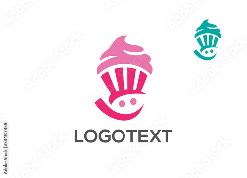 Happy Cupcake Hand logo icon design [vector]
