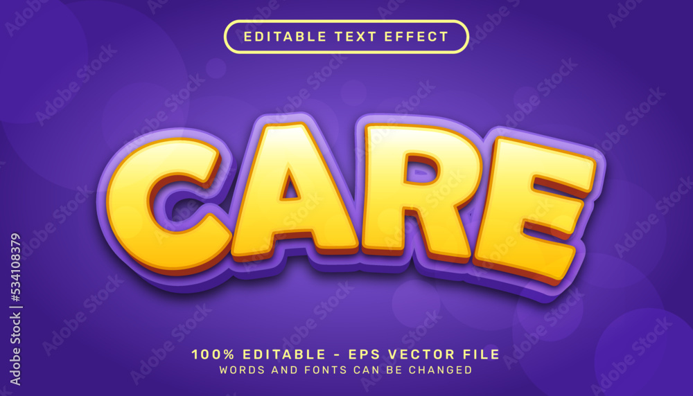 care 3d text effect and editable text effect