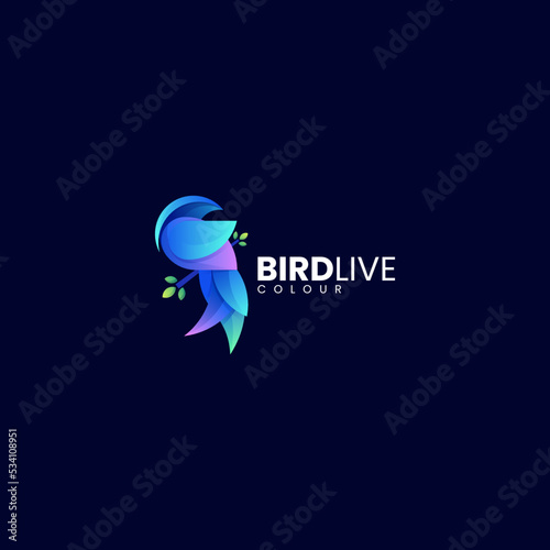 Vector Logo Illustration Bird Gradient Colorful Style