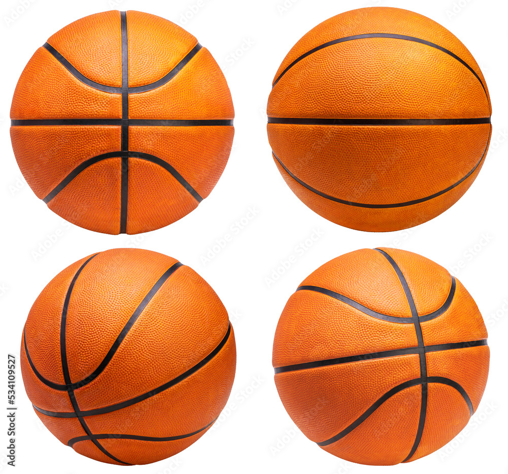 Collection of  Basketball full details isolated on white background, Basketball sports equipment on white PNG file.
