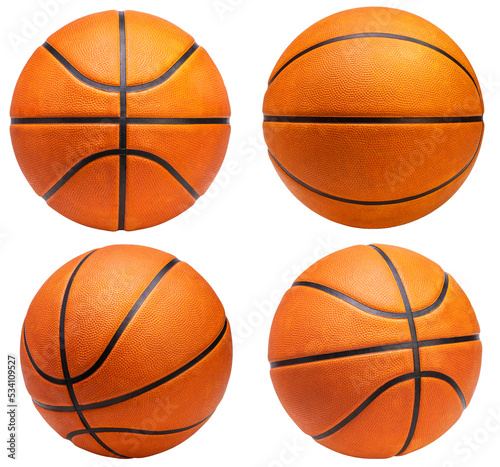 Collection of  Basketball full details isolated on white background, Basketball sports equipment on white PNG file. © MERCURY studio