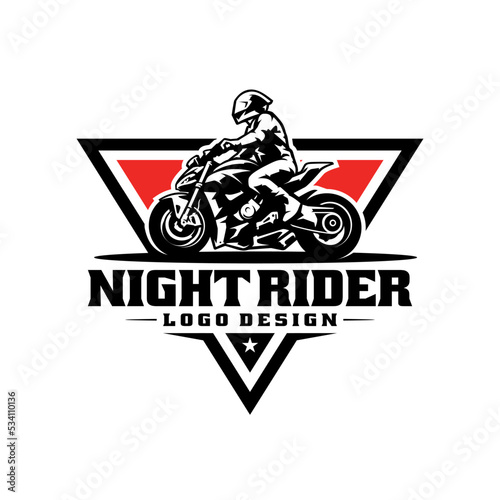 biker riding motorcycle logo vector