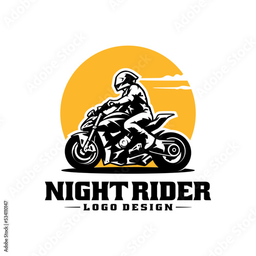 biker riding motorcycle logo vector