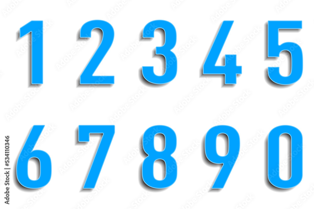 blue set number with shadow on white background. Vector illustration blue set number with shadow on white background. Vector illustration