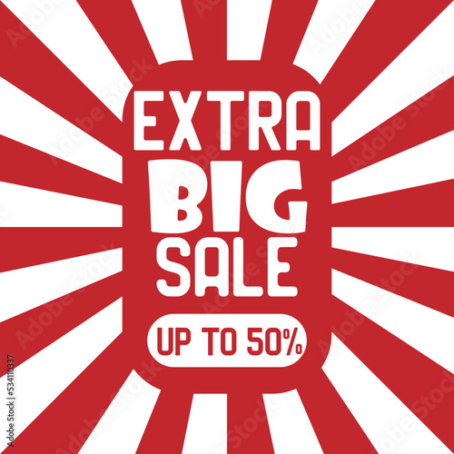Red Poster Promo Extra big sale up to 50%