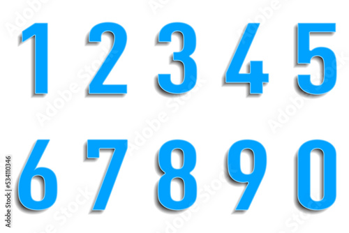 blue set number with shadow on white background. Vector illustration