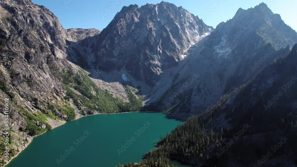 Dragontail Peak and Asgard Pass Above Colchuck Lake Aerial View Dragontail Peak and Asgard Pass Above Colchuck Lake Aerial View