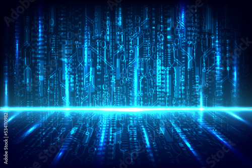 abstract digital technology with binary code, vector background, data transfer
