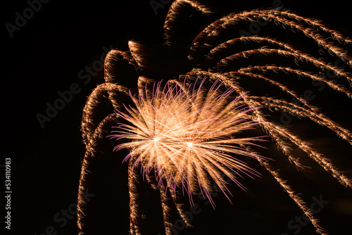 Fireworks going off during the Festival of the Hills Firewroks show in Rochester Hills, Michigan photo