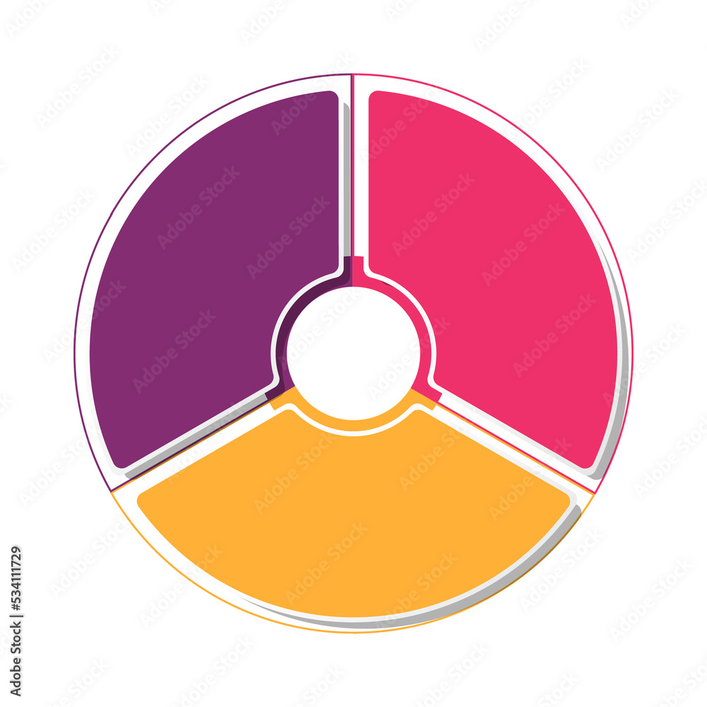 Basic circle infographic with 3 steps, process or options. Basic circle infographic with 3 steps, process or options.