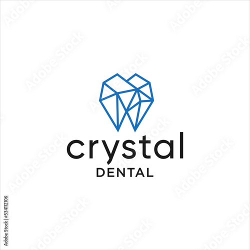 Diamond Dental Logo. Crystal Tooth Symbol for Modern Dentistry, Orthodontic Clinic, or Whitening Treatment. Clean Medical Vector Design with Smile Icon, Oral Care Concept