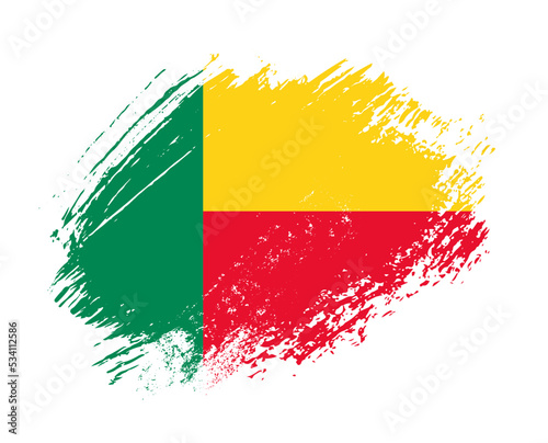 Shiny sparkle brush flag of Benin country with stroke glitter effect