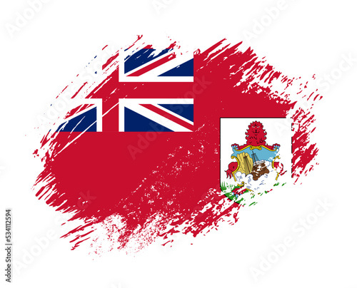Shiny sparkle brush flag of Bermuda country with stroke glitter effect