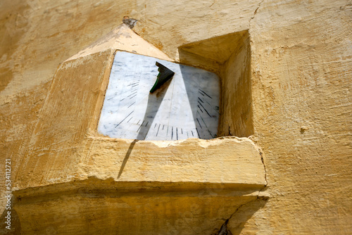A marble sun dial in the Mausoleum of Moulay Ismail in Meknes. Moulay Ismail is considered one of Morocco’s greatest rulers, who made Meknes his capital city in the 17th century.