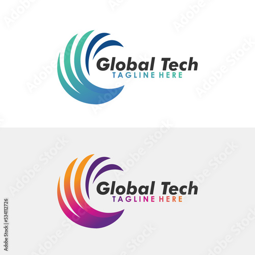 Global tech logo icon vector isolated
