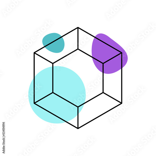 crystal in line art style with colored spots