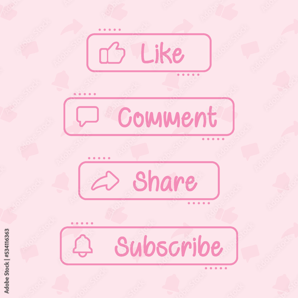 Fun Subscribe button icon in Aesthetic Pink style