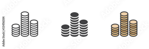 Stack of Coins different style icon set