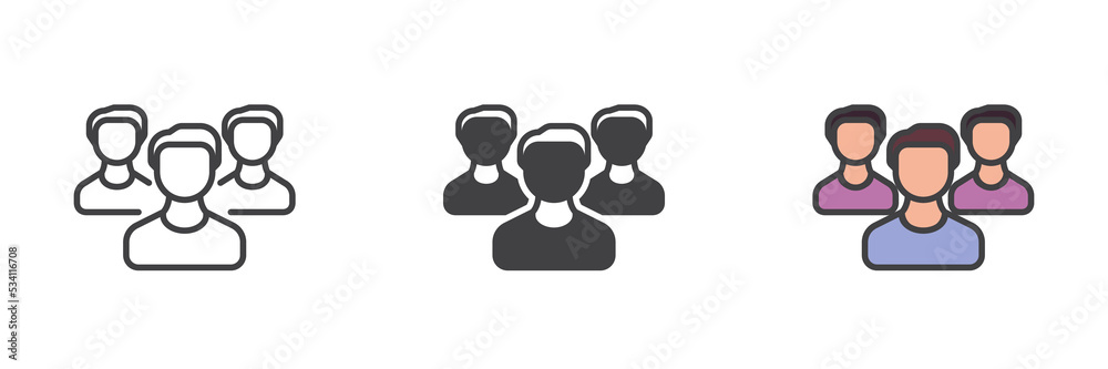 People group different style icon set People group different style icon set