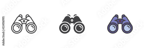 Binoculars different style icon set