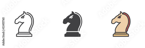 Knight chess different style icon set