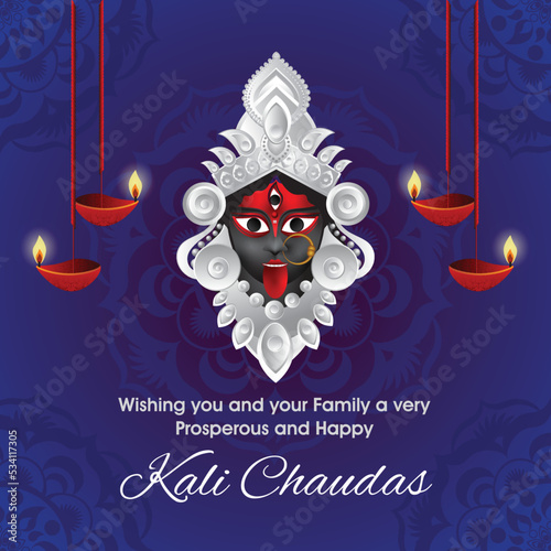 Indian Festival Happy Kali puja and Happy Kali Chaudas banner