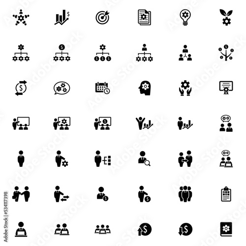 Business management icons set vector graphic illustration