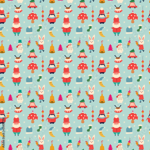 Seamless pattern on a Christmas theme. Vector illustration.