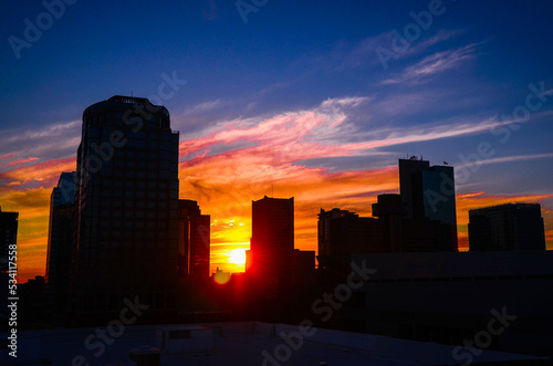 View of Downtown Phoenix, Arizona at sunset. photo