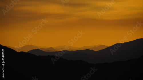 Sunset scenery of Mt. Gibaek in South Korea