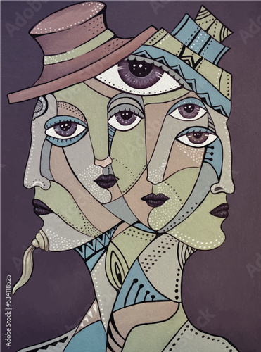 Cubism portrait surreal face