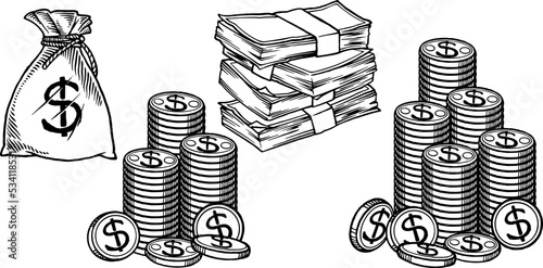 Hand drawing of money drawi...