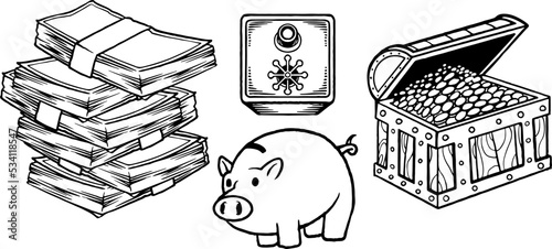 Hand drawing of money drawi...