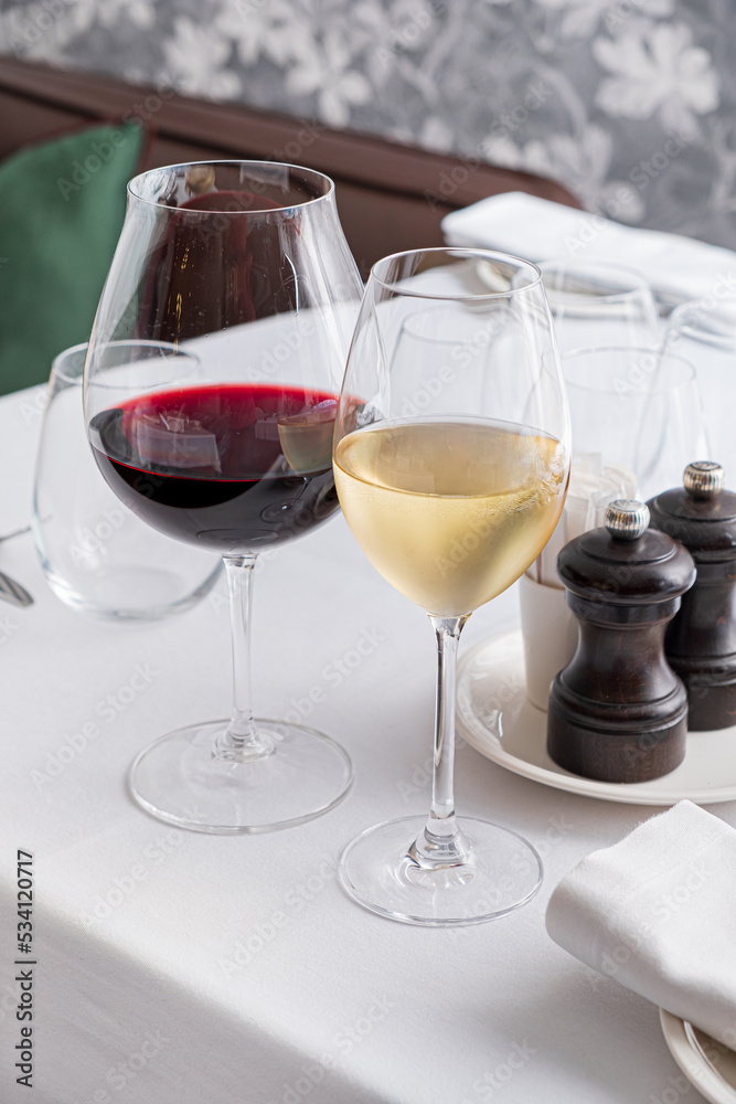 red and white wine in restaurant red and white wine in restaurant