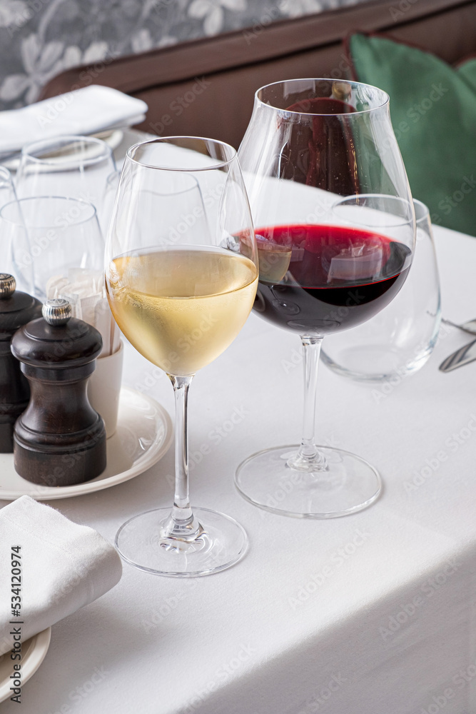 red and white wine in restaurant red and white wine in restaurant