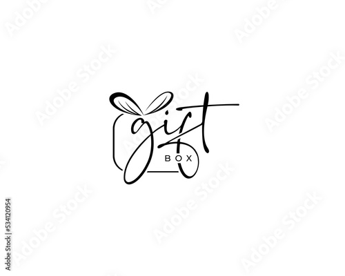 Letter gift unique handwriting vector logo design, gift box logo design, gift box logo vector design