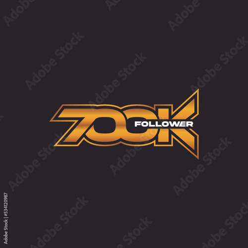 Thank you for 700k follower, online social group, happy banner celebrate, gold and black white design icon or logo isolated sign symbol vector illustration.