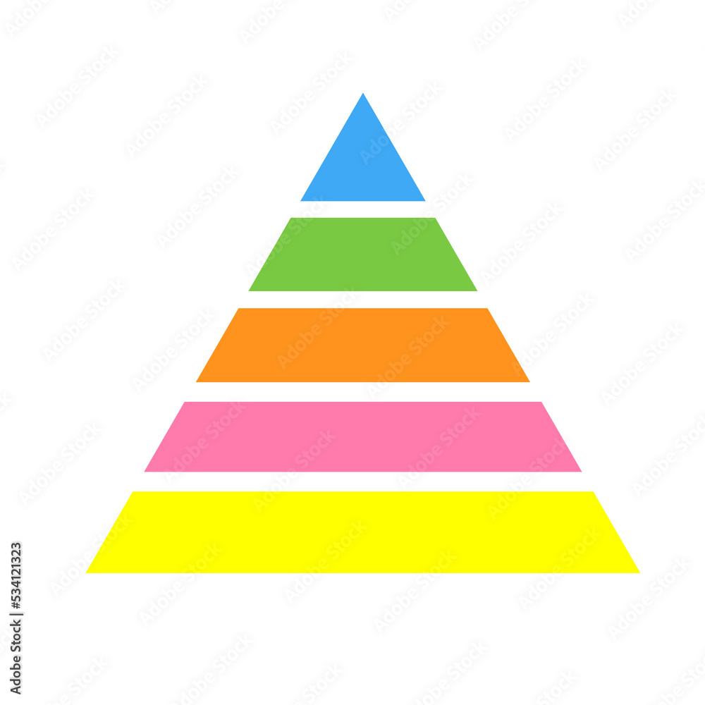 Colourful triangle. Pyramid with different colour sections Colourful triangle. Pyramid with different colour sections